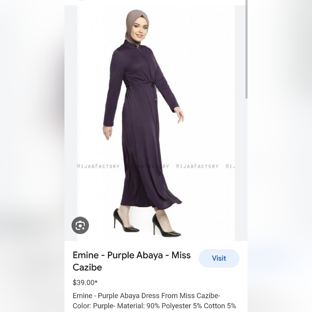 Miss Cazibe Eggplant Abaya - Size 42